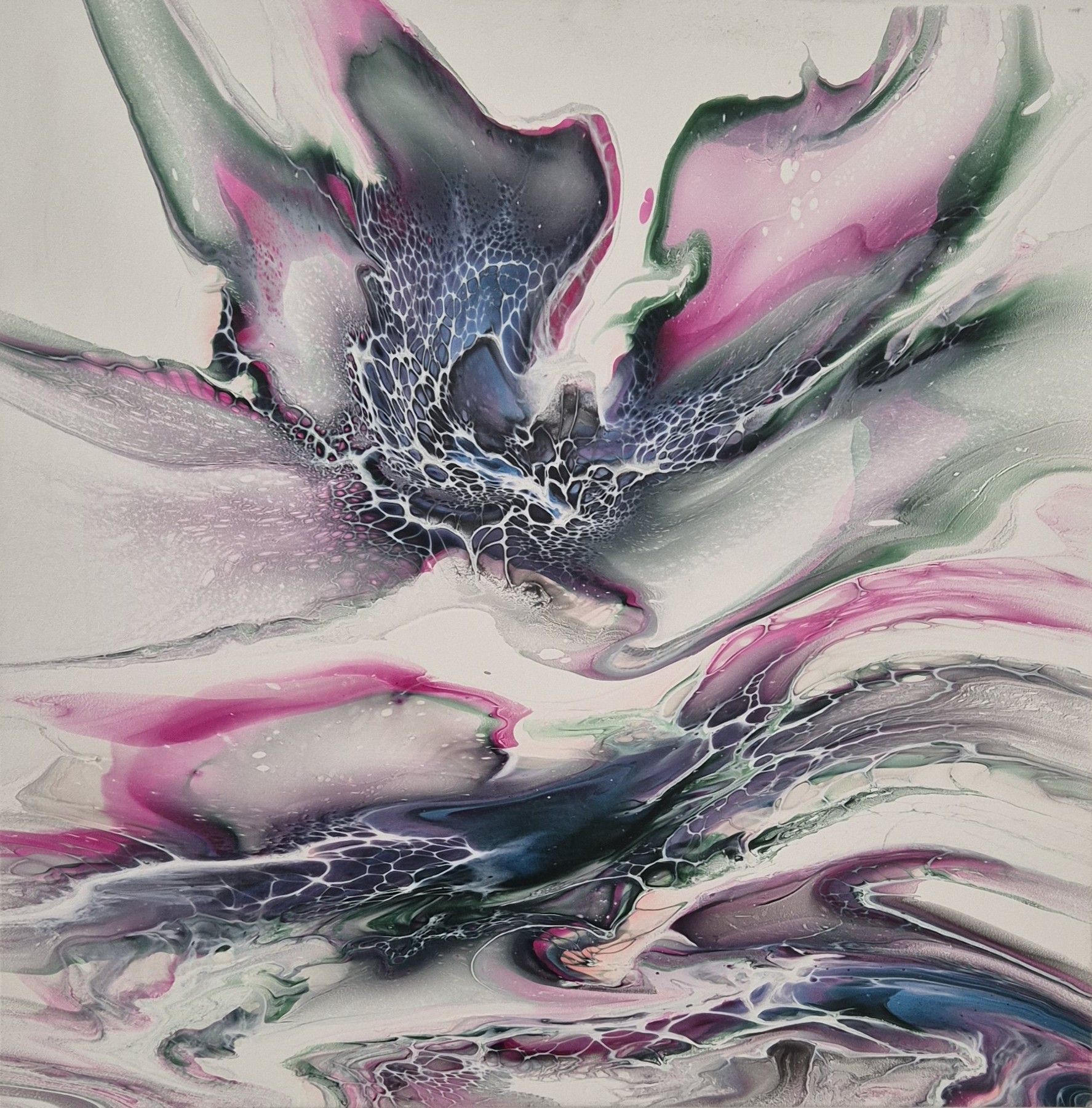 Pink Bloom, fluid art